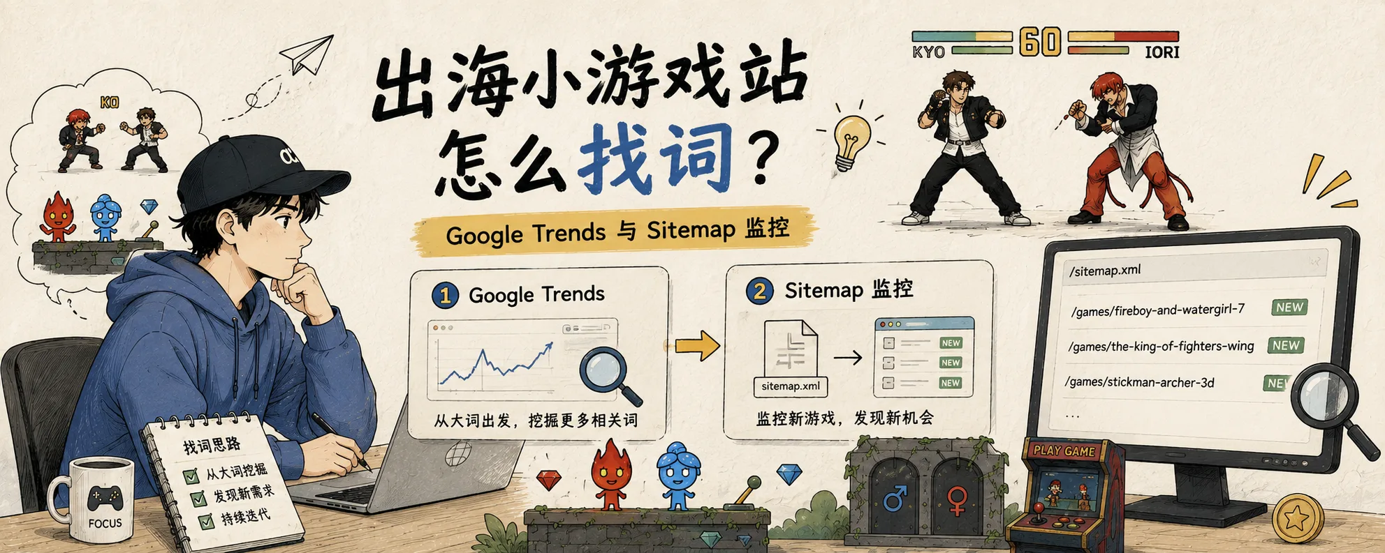 出海小游戏站怎么找词：Google Trends 与 Sitemap 监控